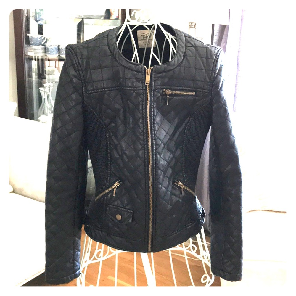 Zara Small Faux Leather Black  Moto Jacket